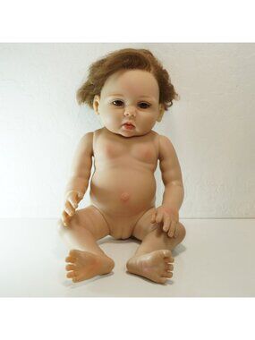 Realistic Baby Girl Doll 17" Brown Reddish Eyes Creepy Horror Halloween Prop